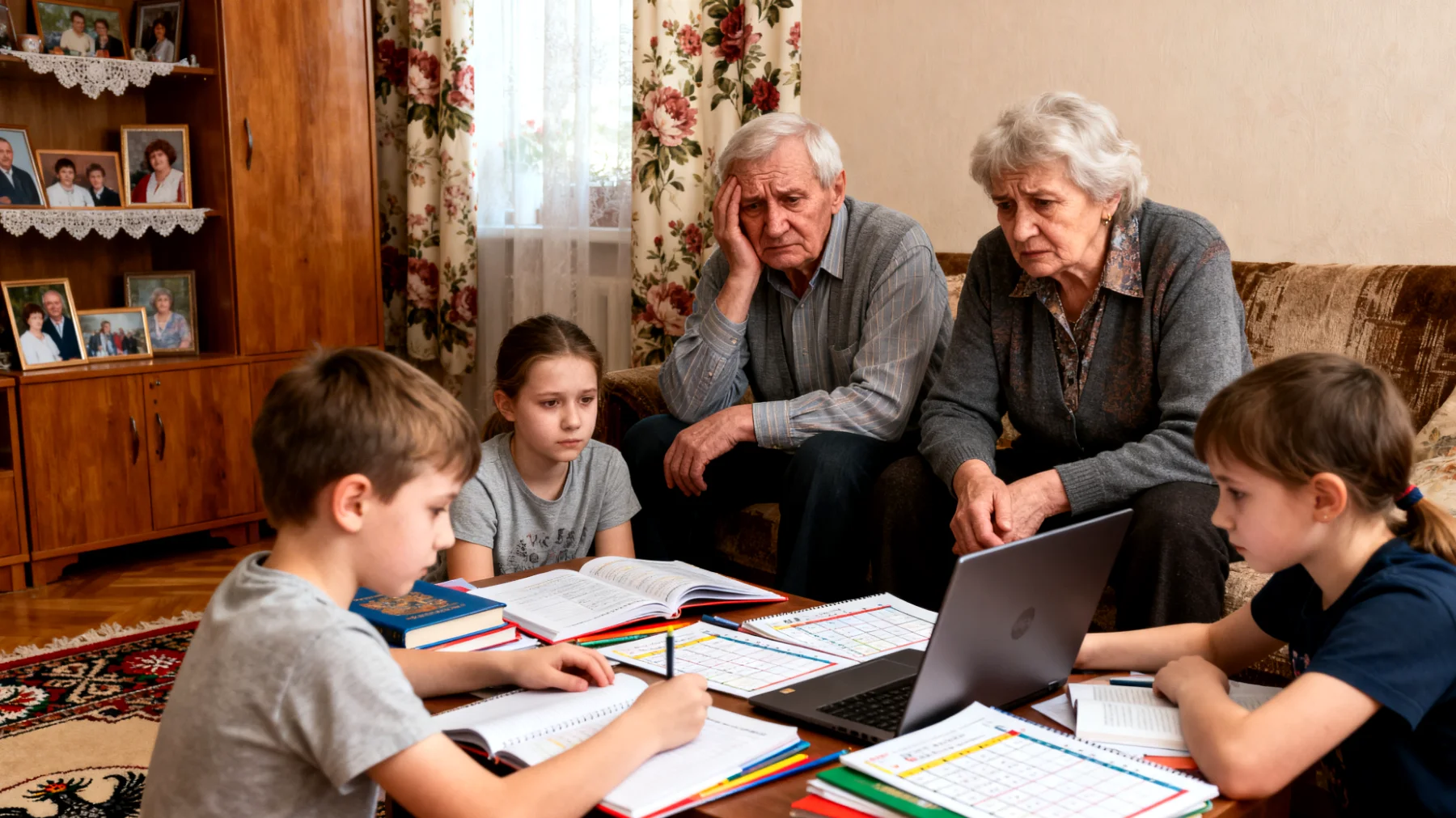 Dziadkowie odczuwają niepokój i bezradność wobec nadmiernej presji, jaką ich wnuki doświadczają w zakresie szkoły, zajęć dodatkowych i oczekiwań rodziców. Chcieliby pomóc wnukom znaleźć równowagę i radość z dzieciństwa, ale obawiają się konfliktu z rodzicami dzieci lub przekroczenia granic swojej roli."