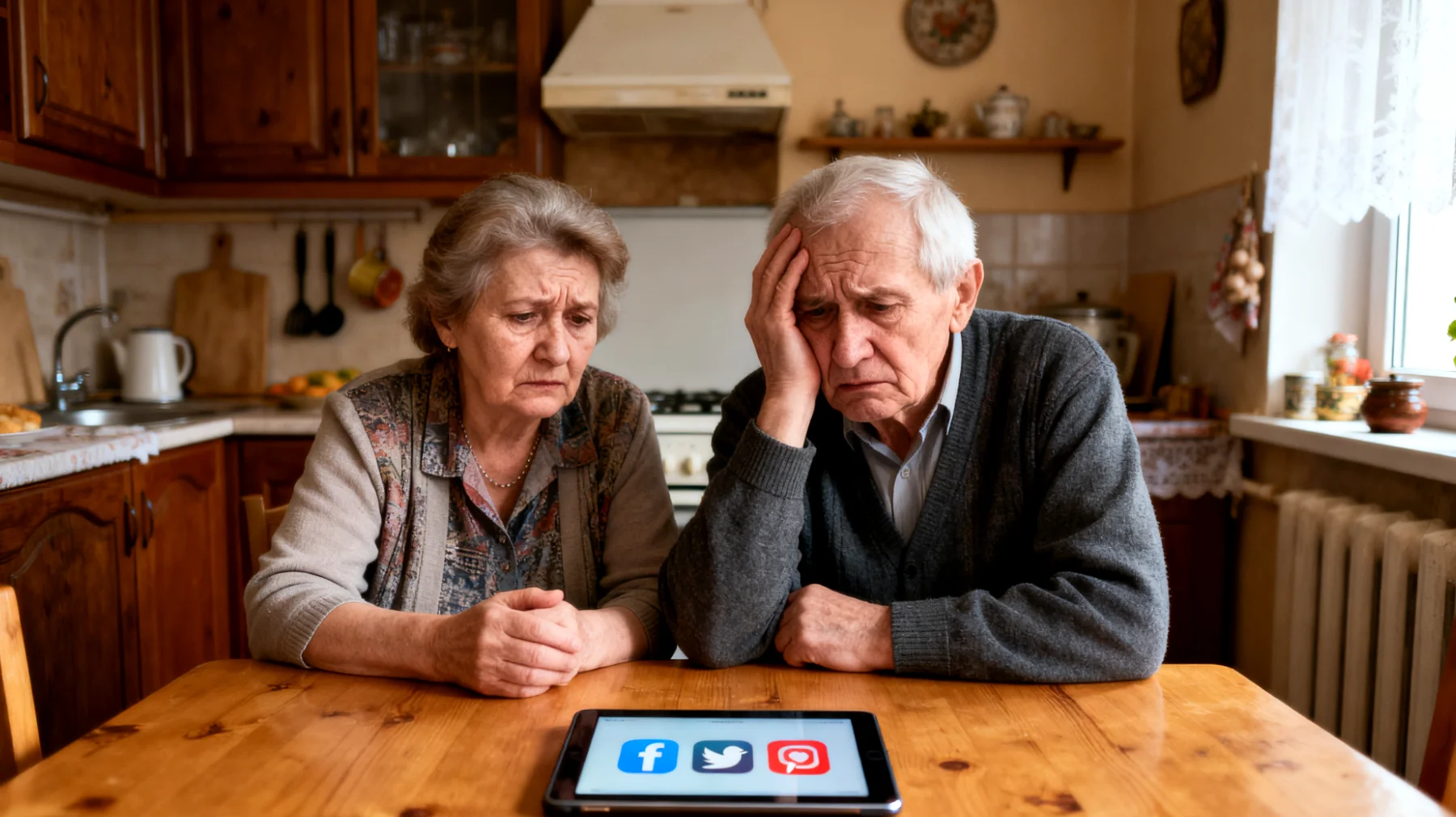 Dziadkowie martwią się o bezpieczeństwo swoich wnuków w internecie i nie wiedzą, jak rozmawiać z nimi o niewłaściwym korzystaniu z mediów społecznościowych, czując się technologicznie wykluczeni i bezradni wobec zagrożeń online."