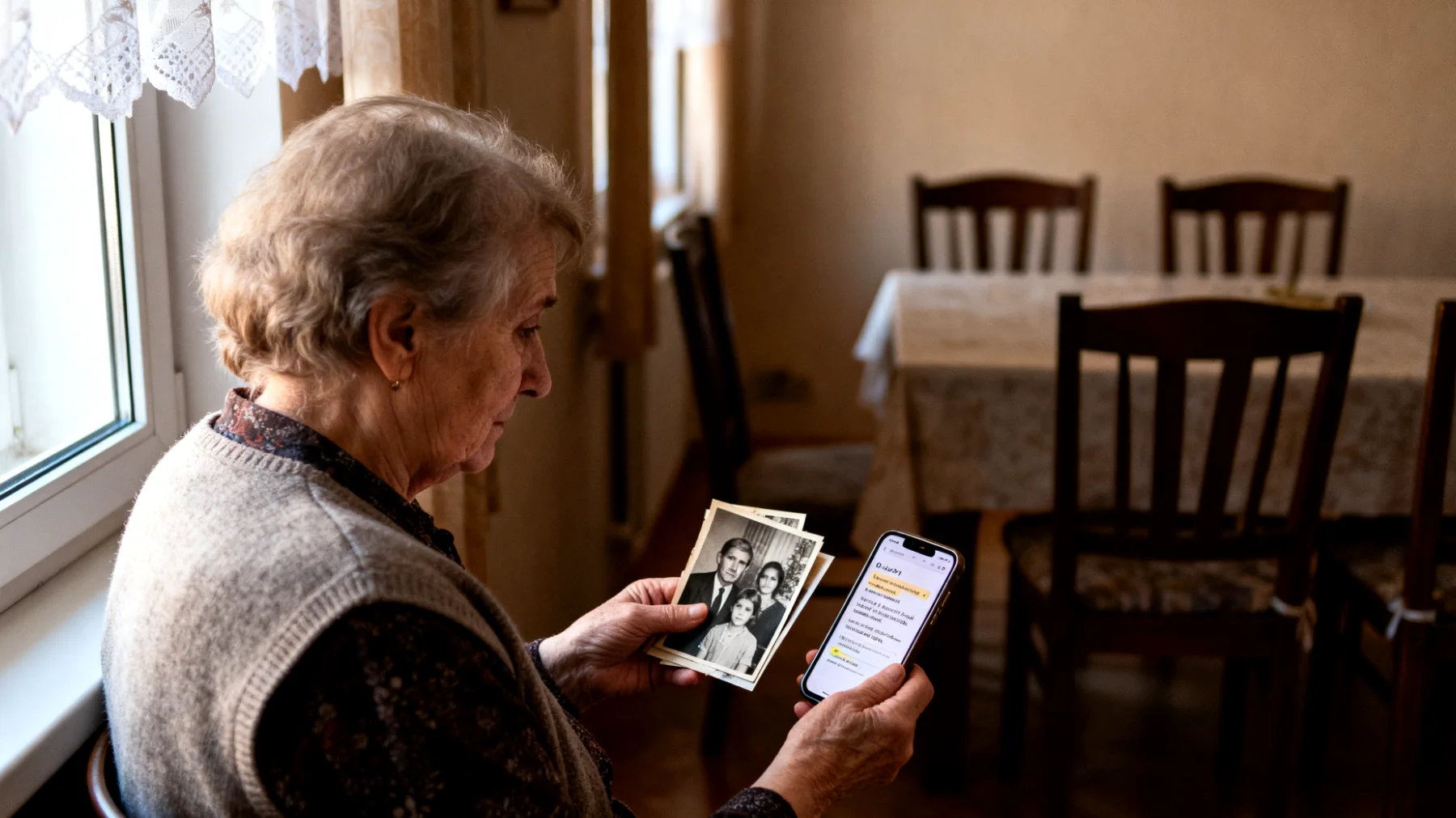 Babcia obawia się, że traci więź emocjonalną ze swoimi dorosłymi wnukami, którzy są coraz bardziej zajęci własnym życiem, karierą i obowiązkami, co prowadzi do rzadszych kontaktów i powierzchownych relacji"