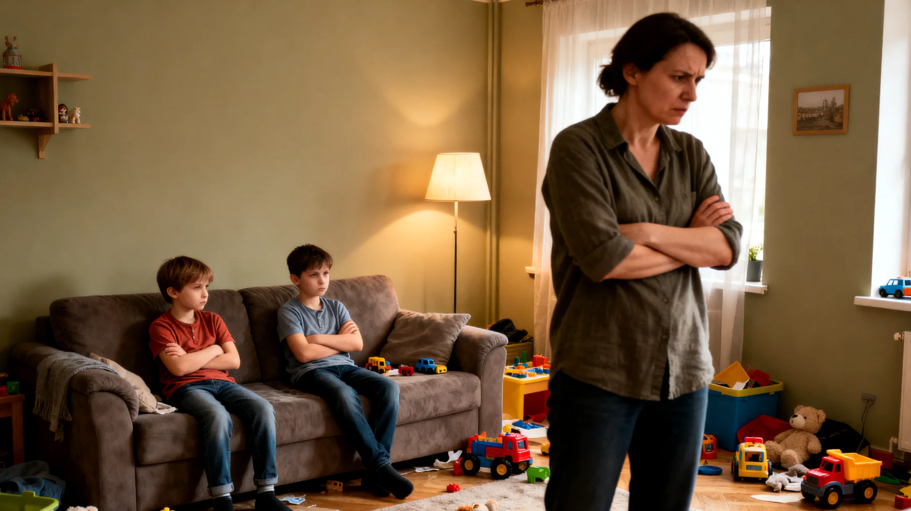 Rodzice zmagają się z brakiem współpracy dzieci w codziennych czynnościach domowych - dzieci ignorują prośby, opóźniają wykonywanie zadań lub robią je niedbale, co prowadzi do frustracji i codziennych konfliktów w rodzinie."